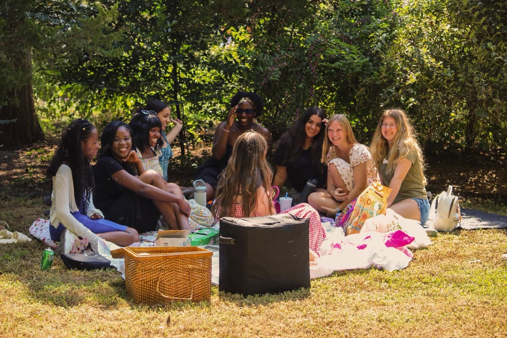 A group of friends enjoying a picnic in the park